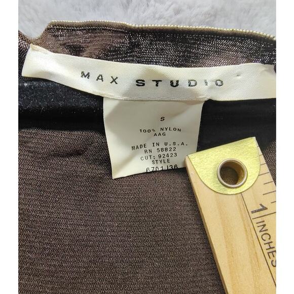 Max Studio Shirt Womens Size Small Vintage Brown USA Halter Top Babydoll Blouse - Picture 5 of 6